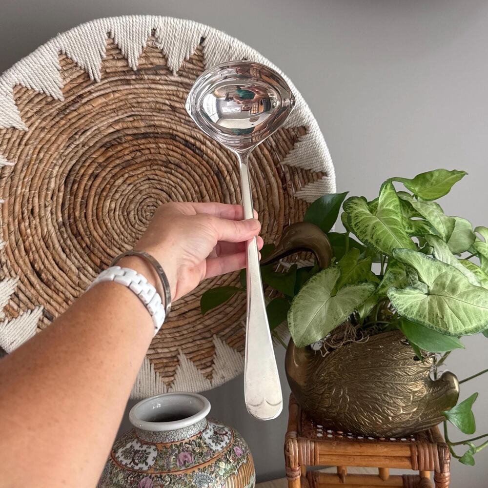 Vintage Mixed Set Silver‑Plated Ladles (2)– Mid Century Serving Utensils